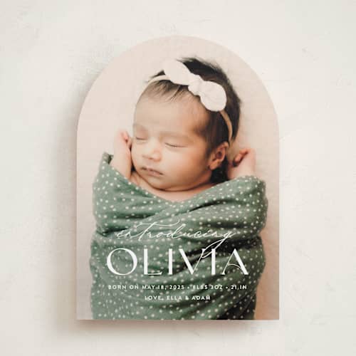 This is a natural birth announcements with standard by Ana Sharpe called bold introduction printing on recycled smooth signature in standard