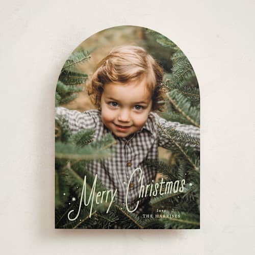 This is a pistachio photo christmas cards with standard by Kate Ahn called cafe printing on recycled smooth signature in standard