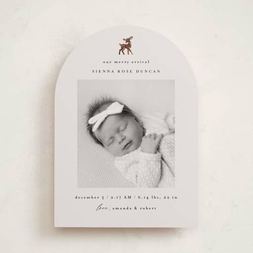 This is a cookie babys first christmas with foil pressed by Maria Alou called baby reindeer printing on recycled smooth signature in standard