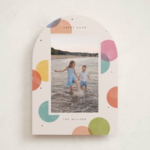 This is a candy jar foil pressed holiday cards with foil pressed by Michelle Taylor called big confetti printing on recycled smooth signature in standard