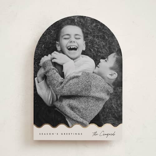 This is a latte foil pressed holiday cards with foil pressed by Carolyn Nicks called havin' fun printing on recycled smooth signature in standard