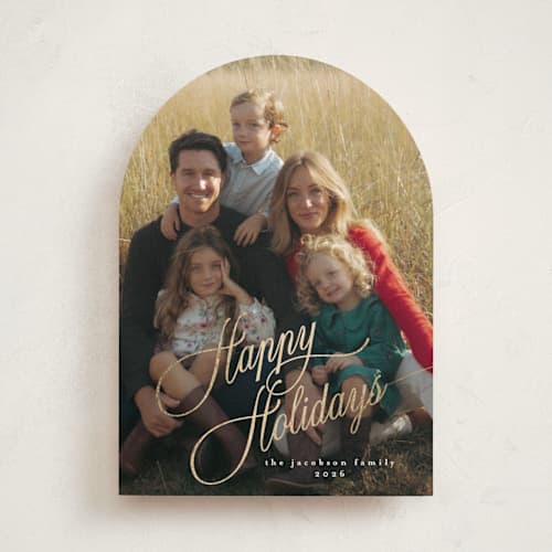 This is a snowfall foil pressed holiday cards with foil pressed by Chris Griffith called holidaywonders printing on recycled smooth signature in standard