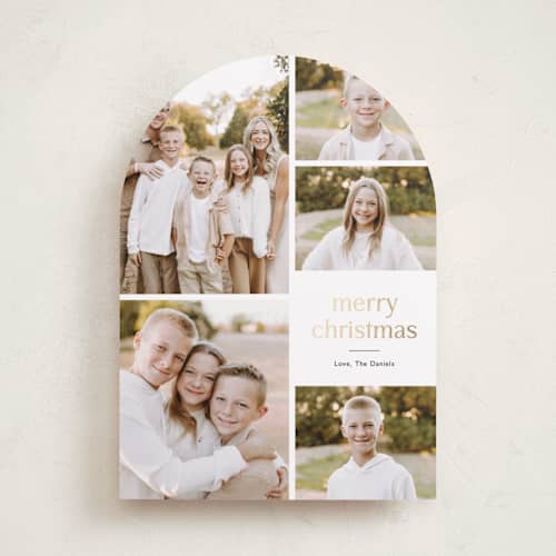 This is a ash foil pressed holiday cards with foil pressed by Carolyn MacLaren called photo lead printing on recycled smooth signature in standard