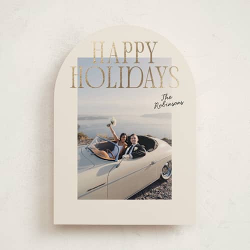 This is a vanilla foil pressed holiday cards with foil pressed by Creo Study called poster printing on recycled smooth signature in standard