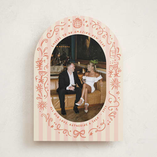 This is a poppy new year photo cards with standard by Creo Study called doodled cheers printing on recycled smooth signature in standard