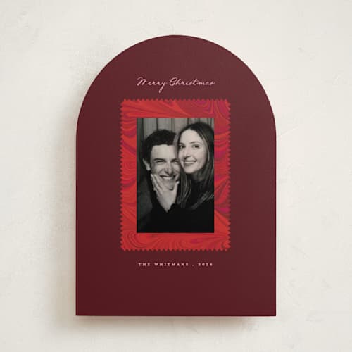 This is a mulberry holiday photo cards with standard by Morgan Kendall called marbled printing on recycled smooth signature in standard