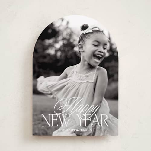 This is a snow holiday photo cards with standard by Annie Shapiro called marylebone printing on recycled smooth signature in standard