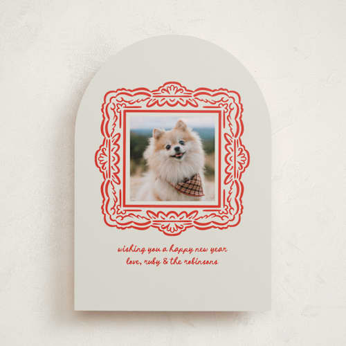 This is a berry holiday photo cards with standard by mo kelley called friendly frame printing on recycled smooth signature in standard