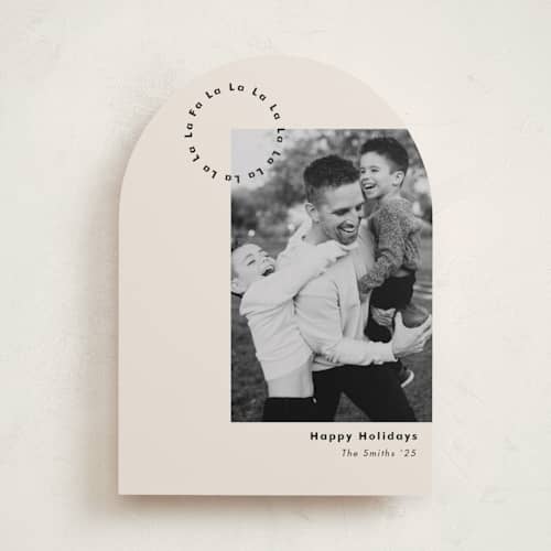 This is a polar bear holiday photo cards with standard by Bryanna Mehner called boughs of holly printing on recycled smooth signature in standard