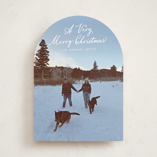 This is a icicle holiday photo cards with standard by Hooray Creative called very merry christmas printing on recycled smooth signature in standard