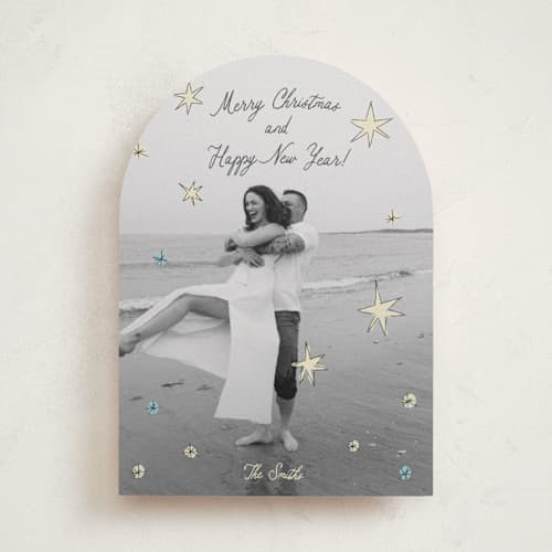 This is a wintermint holiday photo cards with standard by Helena Vitto called the stars printing on recycled smooth signature in standard