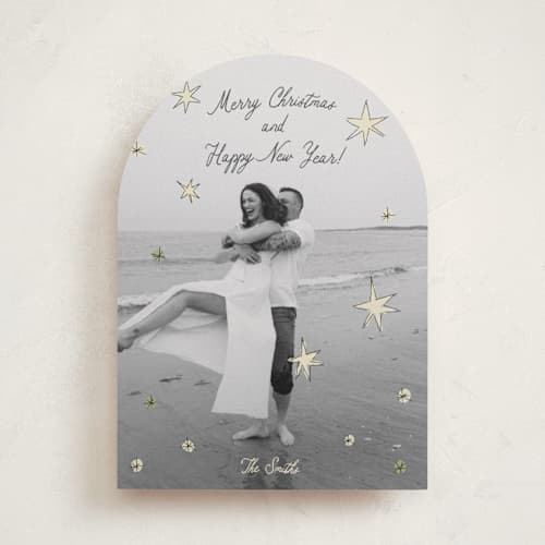 This is a balsam fir holiday photo cards with standard by Helena Vitto called the stars printing on recycled smooth signature in standard