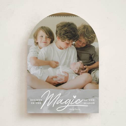 This is a snow holiday photo cards with standard by Carrie ONeal called disney mickey magical season printing on recycled smooth signature in standard