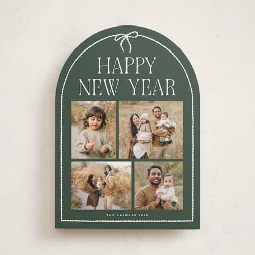 This is a forest holiday photo cards with standard by Vivian Yiwing called frame bow printing on recycled smooth signature in standard