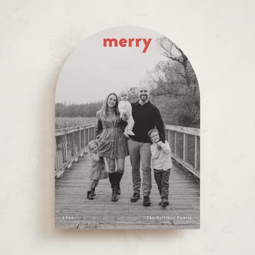 This is a poinsettia holiday photo cards with standard by Up Up Creative called daily printing on recycled smooth signature in standard