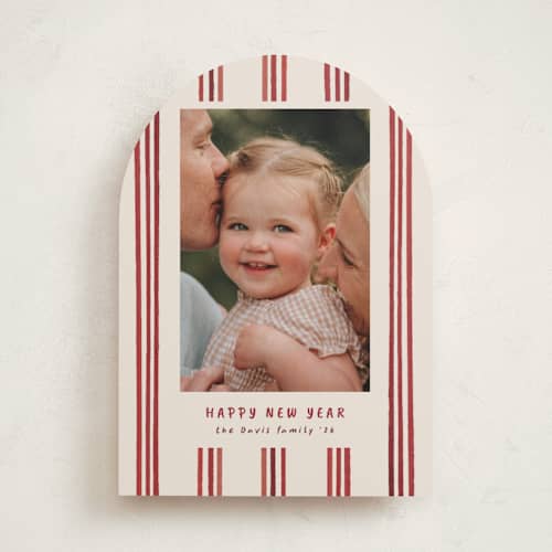This is a berry holiday photo cards with standard by Christy Hy Lee called painted lines printing on recycled smooth signature in standard