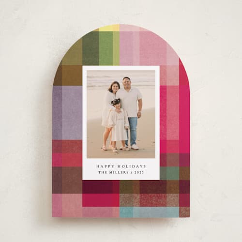This is a candy holiday photo cards with standard by Sumak Studio called joyful check printing on recycled smooth signature in standard
