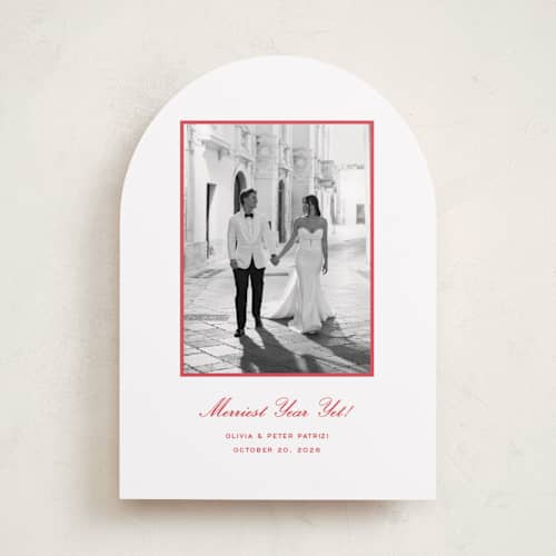 This is a peppermint holiday photo cards with standard by Megan Davis called galerie printing on recycled smooth signature in standard