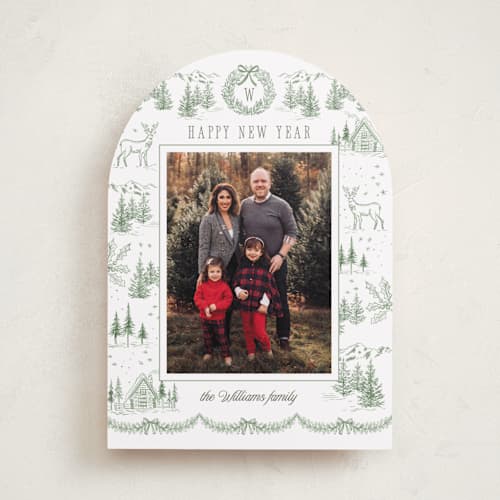 This is a forest holiday photo cards with standard by Petra Kern called winter mountain tale printing on recycled smooth signature in standard