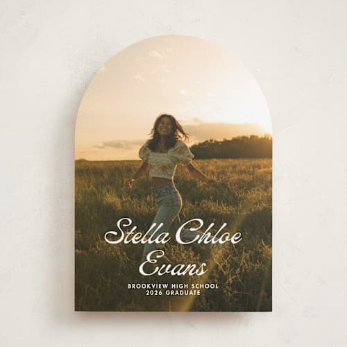 This is a cloud graduation announcements with standard by Lea Delaveris called days gone by printing on recycled smooth signature in standard