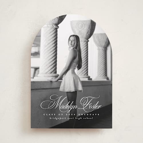 This is a salt graduation announcements with standard by Lea Delaveris called with a flourish printing on recycled smooth signature in standard