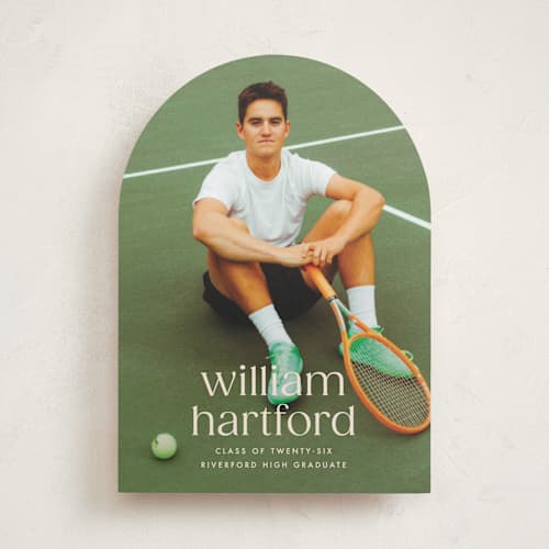 This is a silk graduation announcements with standard by Ellen Schlegelmilch called hartford printing on recycled smooth signature in standard