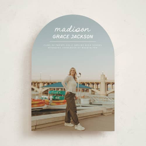 This is a snow graduation announcements with standard by Stephanie Heinrich Godbout called handwritten stack printing on recycled smooth signature in standard