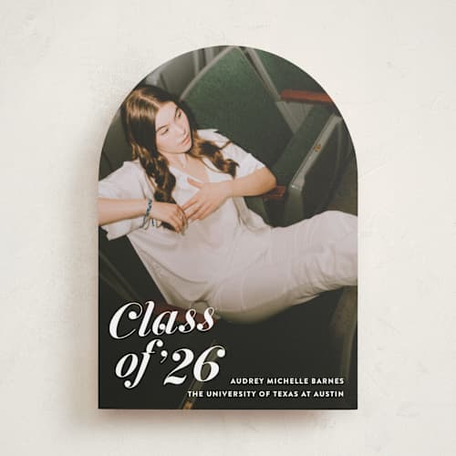 This is a ink graduation announcements with standard by Megan Davis called class dismissed printing on recycled smooth signature in standard