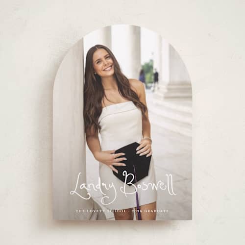 This is a cotton graduation announcements with standard by Sara Hicks Malone called westminster printing on recycled smooth signature in standard