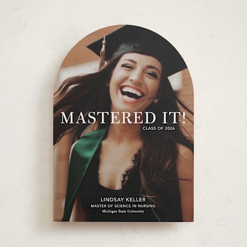 This is a snow graduation announcements with standard by Stacie Stankos called mastered it printing on recycled smooth signature in standard