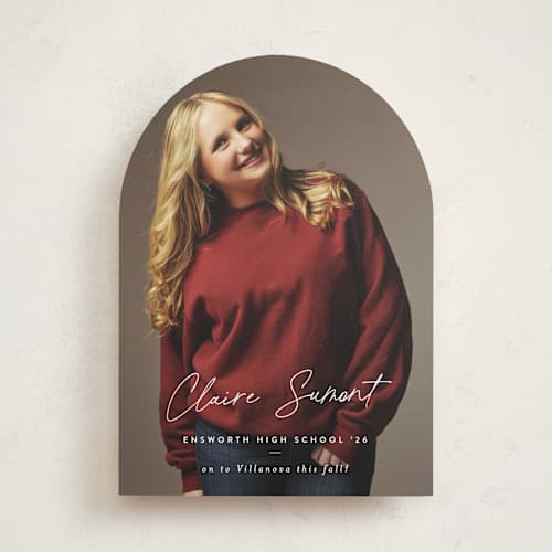 This is a snow graduation announcements with standard by Sara Hicks Malone called journal printing on recycled smooth signature in standard