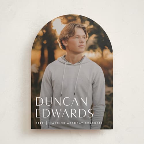 This is a cloud graduation announcements with standard by Sara Hicks Malone called classic printing on recycled smooth signature in standard