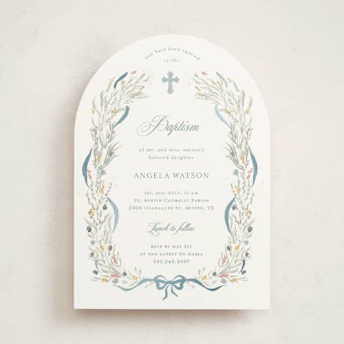 This is a frost baptism and christening announcements with foil pressed by Jelena Vuletic called ciel printing on signature in standard