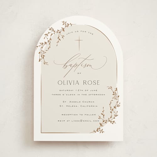 This is a buttercup baptism and christening announcements with standard by Benita Crandall called dashing baptism printing on signature in standard