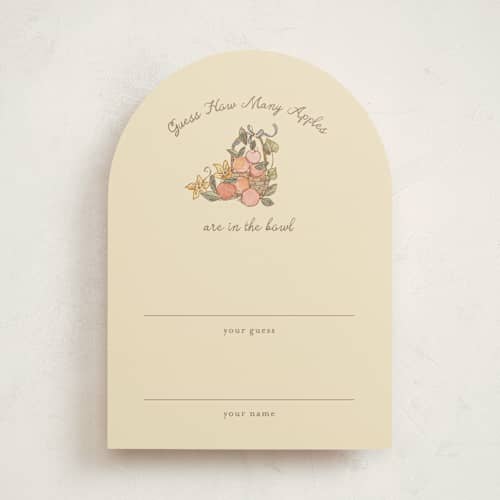 This is a ivory baby shower game activity cards with standard by Becky Nimoy called autumn harvest printing on signature in standard