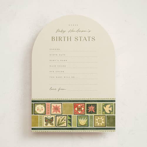 This is a creme baby shower game cards with standard by Anastasia Makarova called fairytale ornament printing on signature in standard