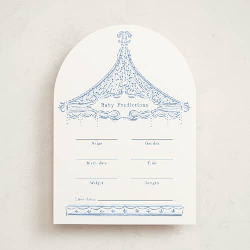This is a pool baby shower game activity cards with standard by Gwen Bedat called round and round printing on signature in standard
