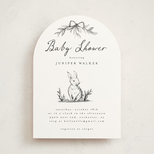 This is a graphite baby shower invitations with standard by Maja Cunningham called story time printing on signature in standard