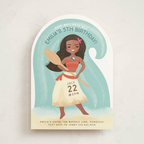 This is a shell kids birthday invitations with standard by Itsy Belle Studio called disney's moana make way, make way printing on signature in standard