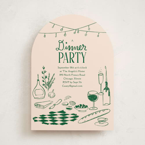 This is a peony party invitations with standard by Baumbirdy called bistro printing on signature in standard