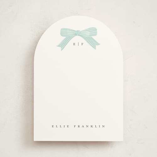 This is a robins egg personalized stationery thank you cards with standard by Paper Raven Co. called delicately printing on signature in 5x7