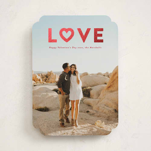 This is a rose foil stamped valentine cards with foil pressed by Angela Garrick called love heart printing on recycled smooth signature in standard