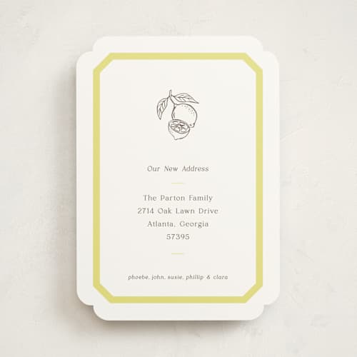 This is a limone moving announcements with standard by Megan Davis called citrus printing on signature in standard