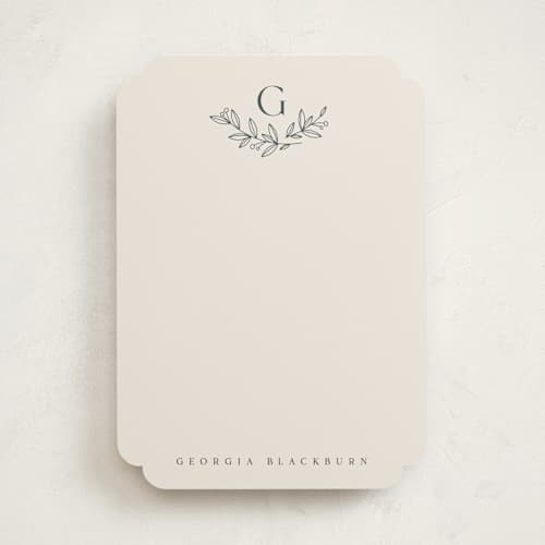 This is a midnight personalized stationery thank you cards with standard by Jessica Williams called lined laurels printing on signature in 5x7