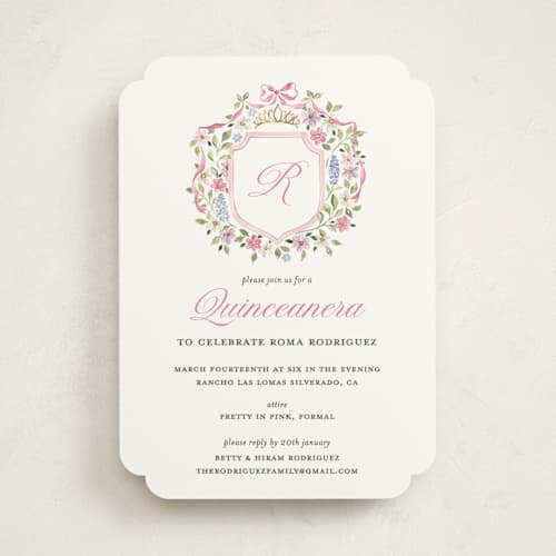This is a peony sweet sixteen birthday party invitations with standard by Sarah Knight called flores printing on signature in standard