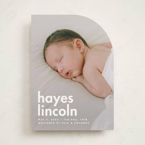 This is a cloud birth announcements with standard by Ellen Schlegelmilch called hayes printing on recycled smooth signature in standard