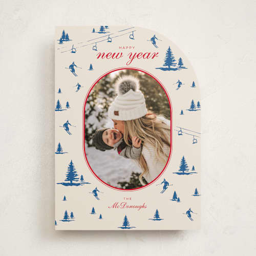 This is a blue jay photo christmas cards with standard by Jen Ramsey called ski time printing on recycled smooth signature in standard