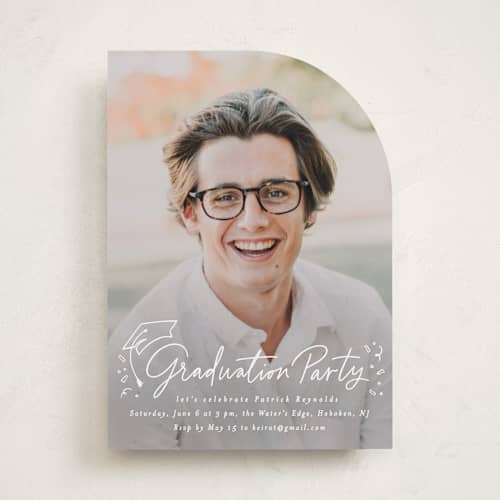 This is a cotton graduation invitations with standard by Creo Study called cap off printing on recycled smooth signature in standard