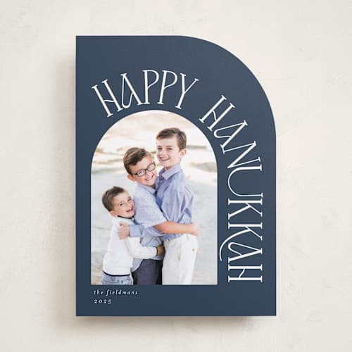 This is a sea hanukkah cards with standard by Morgan Kendall called simplicity arch printing on recycled smooth signature in standard
