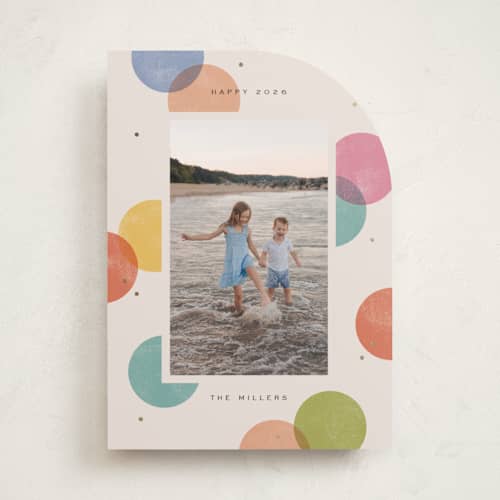 This is a candy jar foil pressed holiday cards with foil pressed by Michelle Taylor called big confetti printing on recycled smooth signature in standard